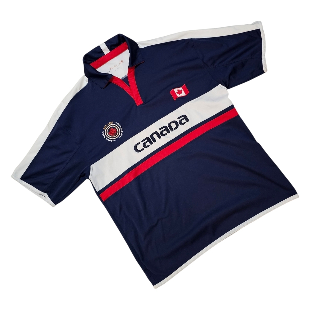 Canada Navy Short Sleeve Rugby Polo with Red & White Accents - Picture 2 of 4
